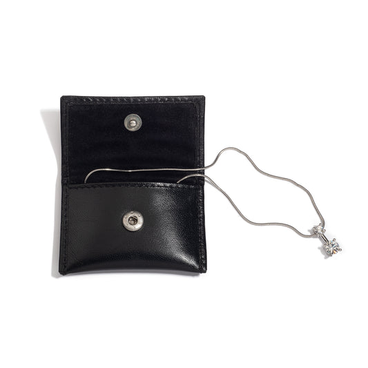 Black Leather Pouch with Pocket Divider - Pack of 5
