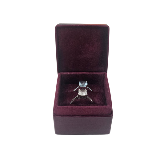 Leather Ring Boxes (5x5x4 cm) - Burgundy - Pack of 5