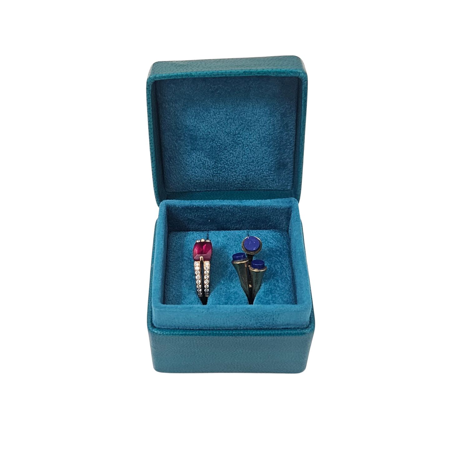 Leather Ring Boxes (5x5x4 cm) - Aqua - Pack of 5