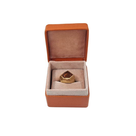 Leather Ring Box (5x5x4 cm) - Orange - Pack of 5
