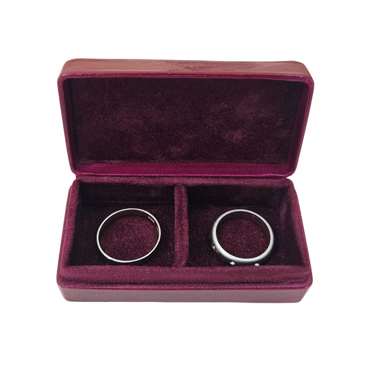 Wedding Ring Box with Partition (7x3.5x2 cm) - Burgundy - Pack of 5